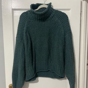 Womens H&M Chunky Knit Teal Sweater - Batwing Sleeve - Size XL